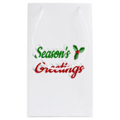 Petit Sac Cadeau Joyeuses Fêtes Holly Noël rouge vert (Dos)