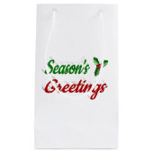 Petit Sac Cadeau Joyeuses Fêtes Holly Noël rouge vert (Devant)