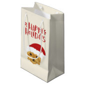 Petit Sac Cadeau Joyeuses fêtes - Joyeux Noël Yorkshire Terrier (Devant Angle)