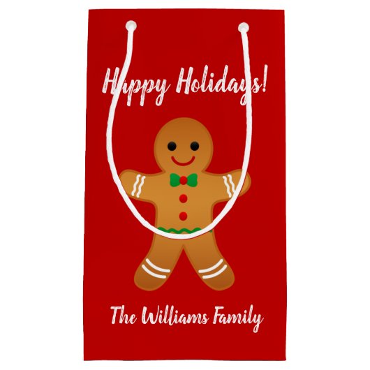 Petit Sac Cadeau Joyeuses fêtes ! | Red Gingpain homme Noël (Devant)