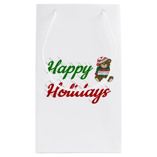 Petit Sac Cadeau Joyeuses fêtes Teddy Bear script de Noël (Dos)