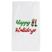 Petit Sac Cadeau Joyeuses fêtes Teddy Bear script de Noël (Devant)