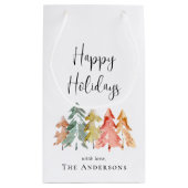 Petit Sac Cadeau Joyeuses vacances Pine Tree Aquarelle Noël (Dos)