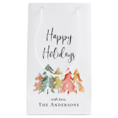 Petit Sac Cadeau Joyeuses vacances Pine Tree Aquarelle Noël (Devant)