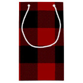 Petit Sac Cadeau Joyeuses vacances rouge noir buffle plaid (Dos)