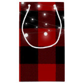 Petit Sac Cadeau Joyeuses vacances rouge noir buffle plaid (Dos)