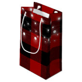 Petit Sac Cadeau Joyeuses vacances rouge noir buffle plaid (Dos Angle)