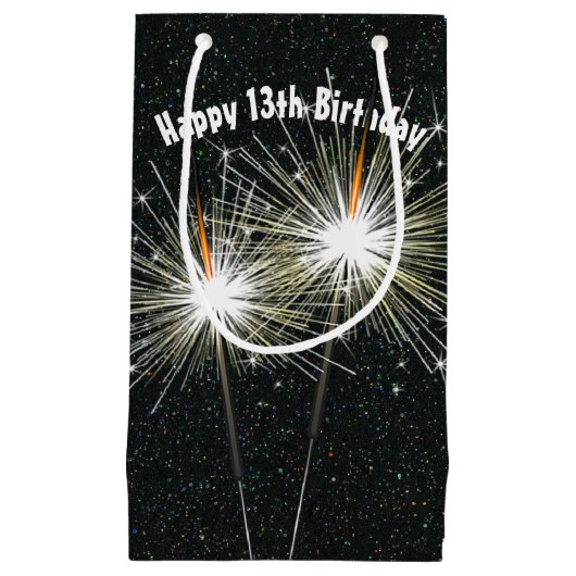 Petit Sac Cadeau Joyeux 13e anniversaire Sparklers (Devant)