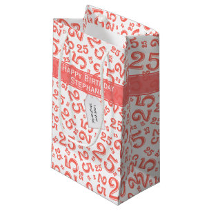 Petit Sac Cadeau Joyeux 25e anniversaire Random Number Motif Coral