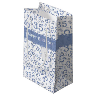 Petit Sac Cadeau Joyeux 35e anniversaire Numéro Motif Bleu/Blanc