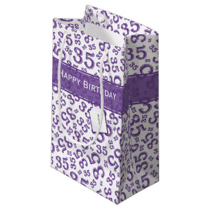 Petit Sac Cadeau Joyeux 35e anniversaire Numéro Motif violet/blanc