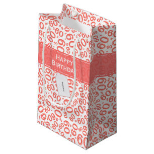 Petit Sac Cadeau Joyeux 60e anniversaire Coral Random Numéro Motif