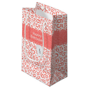 Petit Sac Cadeau Joyeux 65e anniversaire Motif du numéro de corail
