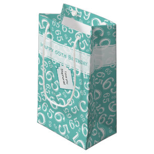 Petit Sac Cadeau Joyeux 65e anniversaire Numéro Motif Turquoise et
