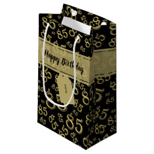 Petit Sac Cadeau Joyeux 85e anniversaire Numéro Motif Noir/Or