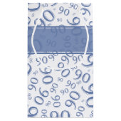 Petit Sac Cadeau Joyeux 90e Motif de nombre aléatoire bleu/blanc (Dos)