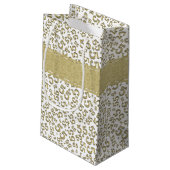 Petit Sac Cadeau Joyeux anniversaire Age 55 Numéro Motif Or/Blanc (Dos Angle)