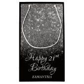 Petit Sac Cadeau Joyeux anniversaire argent et Parties scintillant (Dos)