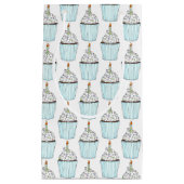 Petit Sac Cadeau Joyeux Anniversaire Bleu Cupcake Sprinkles Frostin (Devant)