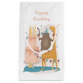 Petit Sac Cadeau Joyeux anniversaire. De mignons animaux. Funny our (Devant)