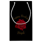 Petit Sac Cadeau Joyeux anniversaire élégant de rose rouge (Dos)