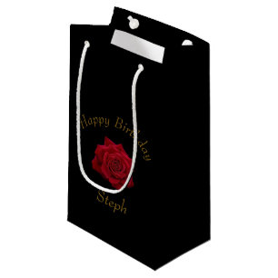 Petit Sac Cadeau Joyeux anniversaire élégant de rose rouge