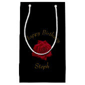 Petit Sac Cadeau Joyeux anniversaire élégant de rose rouge (Devant)