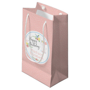 Petit Sac Cadeau Joyeux Anniversaire Giraffe de bébé veau floral pe