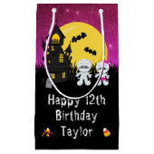 Petit Sac Cadeau Joyeux anniversaire Halloween maman rose (Devant)