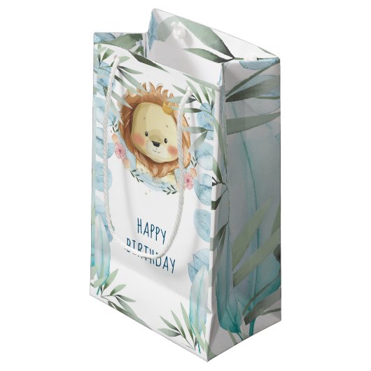 Petit Sac Cadeau Joyeux anniversaire Lion (Devant Angle)