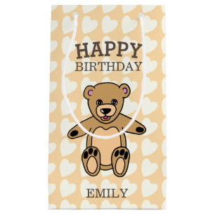 Petit Sac Cadeau Joyeux Anniversaire mignon Ours Teddy avec Coeurs