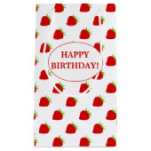 Petit Sac Cadeau Joyeux anniversaire ! | Motif mûre fraise (Devant)