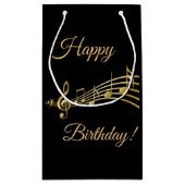 Petit Sac Cadeau Joyeux Anniversaire noir notes de musique (Dos)