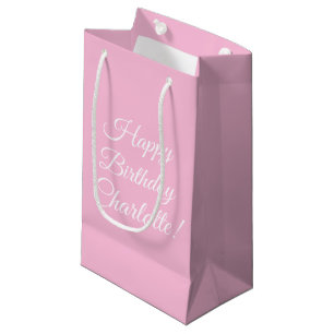 Petit Sac Cadeau Joyeux Anniversaire nom de script personnalisé tex