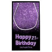 Petit Sac Cadeau Joyeux Anniversaire Parties scintillant violette é (Dos)