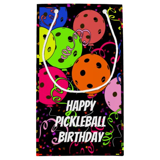 Petit Sac Cadeau Joyeux Anniversaire Pickleball Ballons Confetti No (Dos)