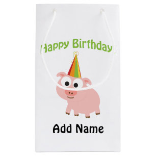 Petit Sac Cadeau Joyeux anniversaire ! Porc mignon