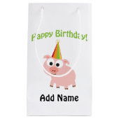 Petit Sac Cadeau Joyeux anniversaire ! Porc mignon (Devant)