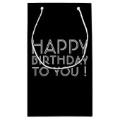 Petit Sac Cadeau "Joyeux Anniversaire Pour Vous !" Noir & Blanc (Dos)