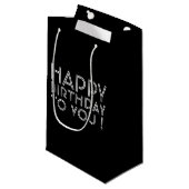 Petit Sac Cadeau "Joyeux Anniversaire Pour Vous !" Noir & Blanc (Devant Angle)