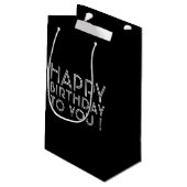 Petit Sac Cadeau "Joyeux Anniversaire Pour Vous !" Noir & Blanc (Dos Angle)