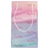 Petit Sac Cadeau Joyeux anniversaire rose (Devant)