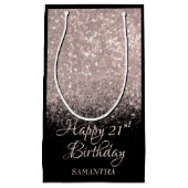 Petit Sac Cadeau Joyeux anniversaire Rose Gold & Black Parties scin (Devant)