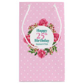 Petit Sac Cadeau Joyeux Anniversaire Rose Rouge Blanc Pétunia Polka (Dos)