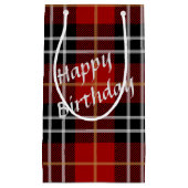 Petit Sac Cadeau Joyeux Anniversaire Tartan Plaid (Devant)