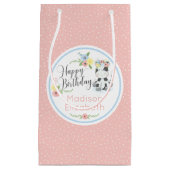 Petit Sac Cadeau Joyeux Anniversaire Vache Florale Veau Custom (Devant)