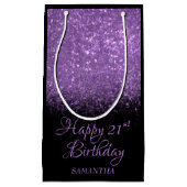 Petit Sac Cadeau Joyeux anniversaire violet Parties scintillant noi (Devant)