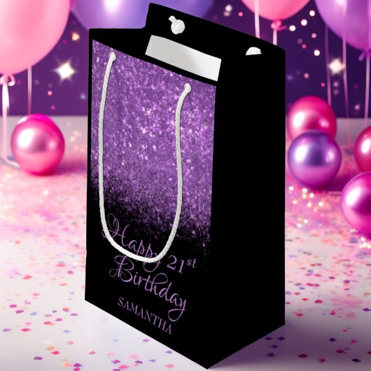 Petit Sac Cadeau Joyeux anniversaire violet Parties scintillant noi