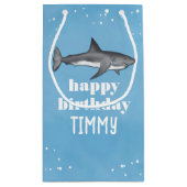 Petit Sac Cadeau Joyeux Anniversaire Whimsical Blue Ocean Sharks Am (Dos)