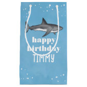 Petit Sac Cadeau Joyeux Anniversaire Whimsical Blue Ocean Sharks Am (Devant)